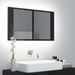 Armoire à miroir de bain à LED Noir brillant 80x12x45 cm - Photo n°3