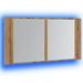 Armoire à miroir LED chêne artisanal 90x12x45cm bois ingénierie - Photo n°3