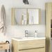 Armoire à miroir LED chêne sonoma 90x12x45 cm bois d'ingénierie - Photo n°4