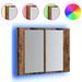 Armoire à miroir LED vieux bois 60x12x45 cm bois d'ingénierie - Photo n°2