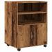 Armoire à roulettes vieux bois 60x48x81 cm bois d'ingénierie - Photo n°2