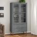 Armoire à vitrine MOLDE Gris 90x35x175 cm Bois de pin massif - Photo n°2