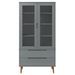 Armoire à vitrine MOLDE Gris 90x35x175 cm Bois de pin massif - Photo n°4