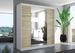 Armoire chambre adulte 2 portes coulissantes bois blanc et naturel avec miroir Dalia 200 cm - Photo n°2