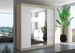 Armoire chambre adulte 2 portes coulissantes bois clair et blanc avec miroir Dalia 200 cm - Photo n°2
