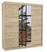 Armoire chambre adulte 2 portes coulissantes bois et miroir ZAFA 200 cm - Photo n°1