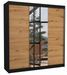 Armoire chambre adulte 2 portes coulissantes bois noir et artisan avec miroir Zafa 200 cm - Photo n°1