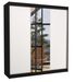Armoire chambre adulte 2 portes coulissantes bois noir et blanc avec miroir Zafa 200 cm - Photo n°1