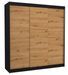 Armoire chambre adulte noir et bois artisan 3 portes coulissantes Kamia 200 cm - Photo n°1