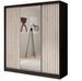 Armoire coulissante ANTIKA 200 cm avec miroir et lattes décor bois - Photo n°1