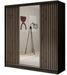 Armoire coulissante ANTIKA 200 cm avec miroir et lattes décor bois - Photo n°1