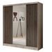 Armoire coulissante ANTIKA 200 cm avec miroir et lattes décor bois - Photo n°1