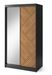 Armoire coulissante SOKAT avec miroir – Chêne caramel & noir mat - Photo n°1