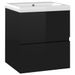 Armoire d'évier avec lavabo intégré 41 cm Noir brillant - Photo n°1