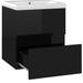 Armoire d'évier avec lavabo intégré 41 cm Noir brillant - Photo n°5