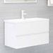 Armoire d'évier avec lavabo intégré Blanc brillant 5 - Photo n°2