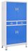 Armoire de bureau 4 portes 3 étagères 2 tiroirs métal gris et bleu Brook - Photo n°1