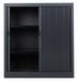 Armoire de bureau à rideaux noir 2 portes coulissantes Klass L 90 x H 100 x P 45 cm - Photo n°1