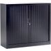 Armoire de bureau à rideaux noir 2 portes coulissantes Klass L 90 x H 100 x P 45 cm - Photo n°2