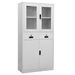 Armoire de bureau Gris clair 90x40x180 cm Acier et verre trempé - Photo n°1