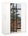 Armoire de chambre 2 portes coulissantes bois blanc et miroir Linoa 150 cm - Photo n°1