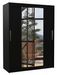 Armoire de chambre 2 portes coulissantes bois noir et miroir Linoa 150 cm - Photo n°1