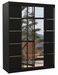 Armoire de chambre 2 portes coulissantes bois noir et miroir Norka 150 cm - Photo n°1