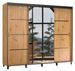 Armoire de chambre à 2 ou 3 portes coulissantes bois clair artisan et miroir Aliko - 4 tailles - Photo n°1