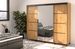 Armoire de chambre à 2 ou 3 portes coulissantes bois clair artisan et miroir Aliko - 4 tailles - Photo n°9