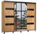 Armoire de chambre à 2 ou 3 portes coulissantes bois clair et noir avec miroir Tokani - 4 tailles - Photo n°1