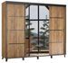 Armoire de chambre à 2 ou 3 portes coulissantes bois foncé artisan et miroir Aliko - 4 tailles - Photo n°1