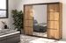 Armoire de chambre à 2 ou 3 portes coulissantes bois foncé artisan et miroir Aliko - 4 tailles - Photo n°5