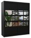 Armoire de chambre à coucher 2 portes coulissantes noir et 6 miroirs horizontaux Dolena 180 cm - Photo n°1