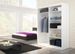 Armoire de chambre à coucher noir 2 portes coulissantes bois blanc et alu Kubik 150 cm - Photo n°3
