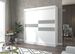 Armoire de chambre à portes coulissantes bois blanc mat et gris laqué Korza - 3 tailles - Photo n°9