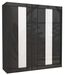 Armoire de chambre à portes coulissantes bois noir mat et blanc laqué Karola - 3 tailles - Photo n°1