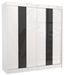 Armoire de chambre à portes coulissantes bois blanc mat et noir laqué Karola - 3 tailles - Photo n°1
