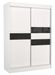 Armoire de chambre à portes coulissantes bois blanc mat et noir laqué Korza - 3 tailles - Photo n°2