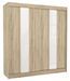 Armoire de chambre à portes coulissantes bois clair mat et blanc laqué Karola - 3 tailles - Photo n°1