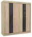 Armoire de chambre à portes coulissantes bois clair mat et noir laqué Karola - 3 tailles - Photo n°1