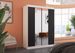 Armoire de chambre blanche 2 portes coulissantes bois noir et miroir Zomka 150 cm - Photo n°3