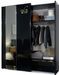 Armoire de chambre design 2 portes coulissantes bois laqué noir et doré Jade 182 cm - Photo n°2