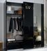 Armoire de chambre design 2 portes coulissantes bois laqué noir et doré Jade 182 cm - Photo n°4