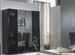 Armoire de chambre design 2 portes coulissantes bois laqué noir et doré Jade 182 cm - Photo n°5