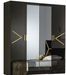Armoire de chambre design 4 portes battantes bois noir laqué et métal doré Diamanto 182 cm - Photo n°1