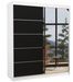 Armoire de chambre design blanche 2 portes coulissantes bois noir et alu avec miroir Karena 180 cm - Photo n°1