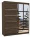 Armoire de chambre design marron 2 portes coulissantes bois marron et alu avec miroir Karena 180 cm - Photo n°1
