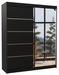Armoire de chambre design noir 2 portes coulissantes bois noir et alu avec miroir Karena 180 cm - Photo n°1