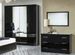 Armoire de chambre moderne 4 portes battantes bois noir laqué Mona 181 cm - Photo n°2