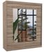 Armoire de chambre moderne bois truffe 2 portes coulissantes avec miroir Rozika 180 cm - Photo n°1